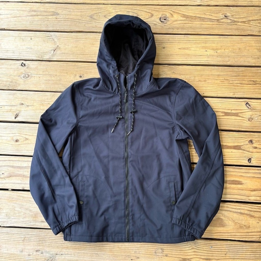 Nomad Men's Blue Tech Fleece Lined Hooded Windbreaker Jacket Size L